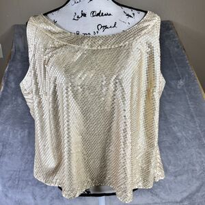 Talbots Tank Top Womens 22W Gold Sequin Sleeveless Blouse Lined Party Petite